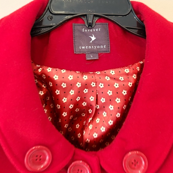 Fever Red Pea Coat with Belt - Picture 2 of 2